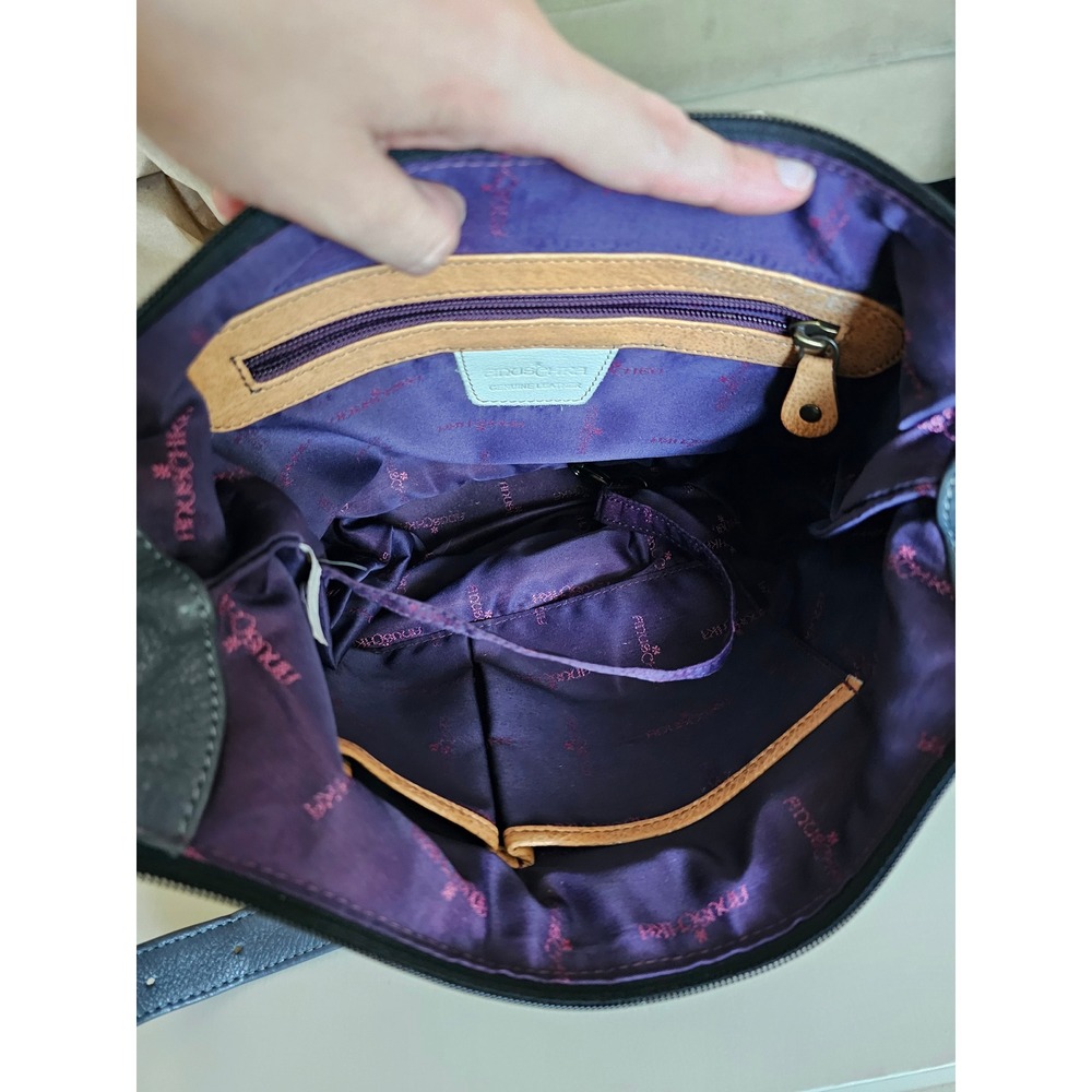Anuschka Hand Painted Leather Hobo Bag Birds and Flowers Shoulder Purse Multi - Picture 3 of 10